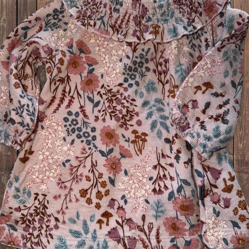 Modern Moments by Gerber Baby Girl Pink Floral Ruffle Collar Shirt 0-3 Months